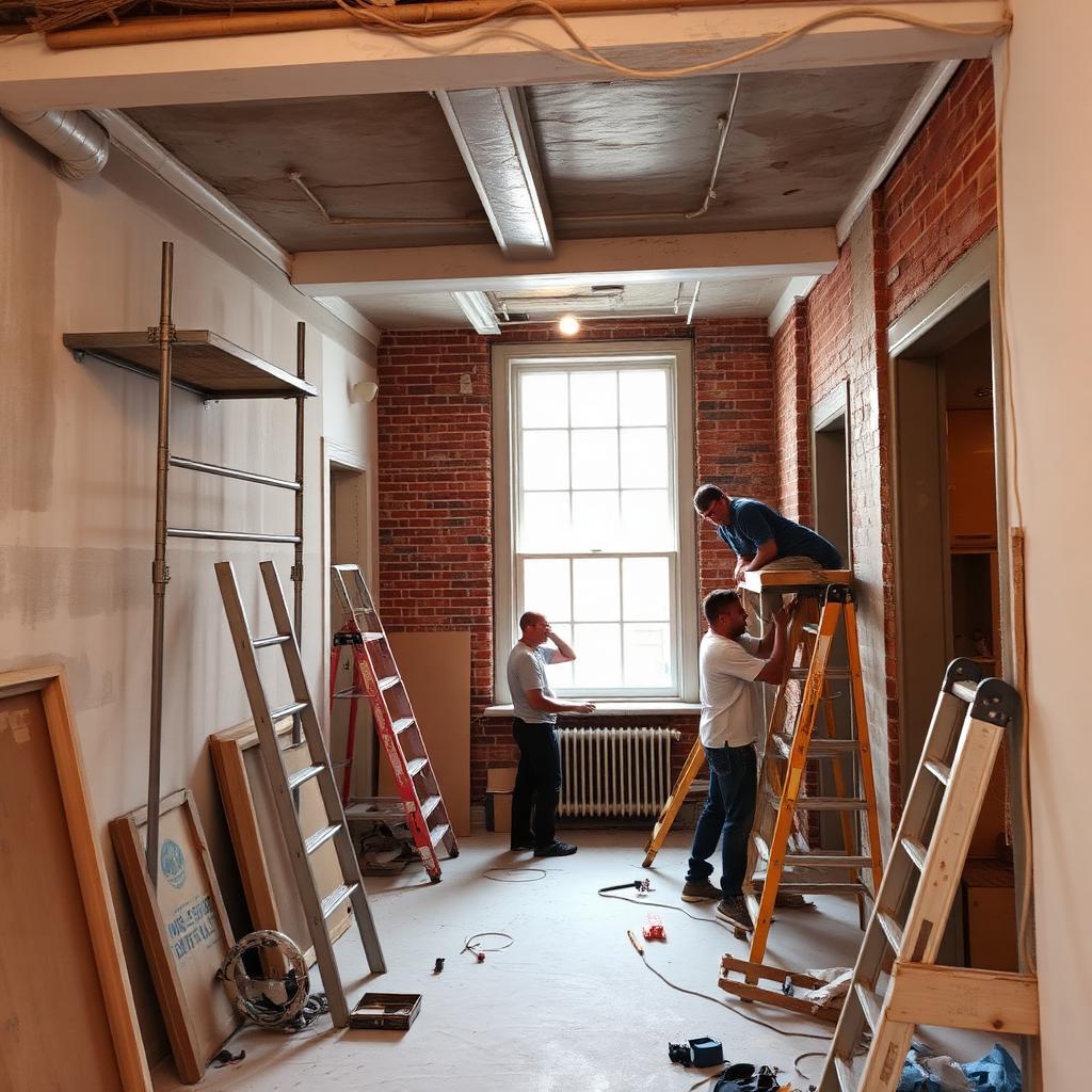 Chantier de rénovation en cours — second œuvre